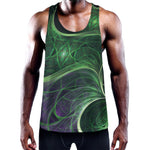 Green Fractal Print Training Tank Top