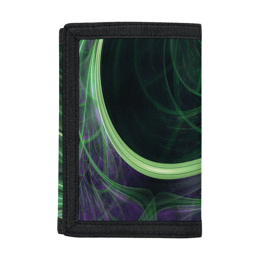Green Fractal Print Trifold Wallet