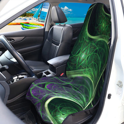 Green Fractal Print Waterproof Car Seat Cover