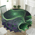Green Fractal Print Waterproof Round Tablecloth