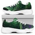Green Fractal Print White Chunky Shoes