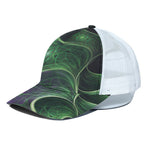 Green Fractal Print White Mesh Trucker Cap