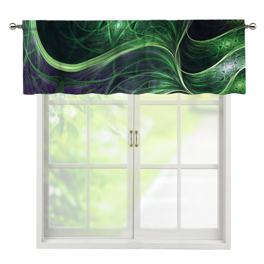 Green Fractal Print Window Valance