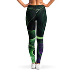 Green Fractal Print Women's Leggings