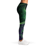 Green Fractal Print Women's Leggings