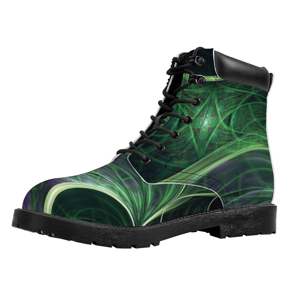 Green Fractal Print Work Boots