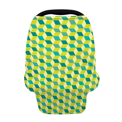 Green Geometric Cube Shape Pattern Print Baby Seat Cover