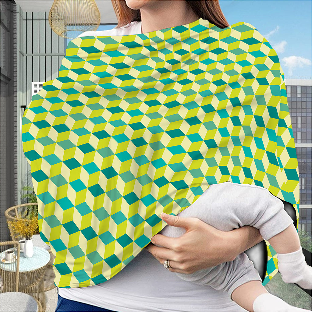 Green Geometric Cube Shape Pattern Print Baby Seat Cover
