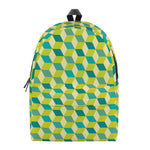 Green Geometric Cube Shape Pattern Print Backpack