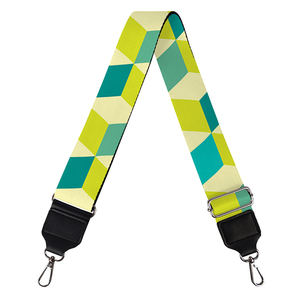 Green Geometric Cube Shape Pattern Print Bag Strap