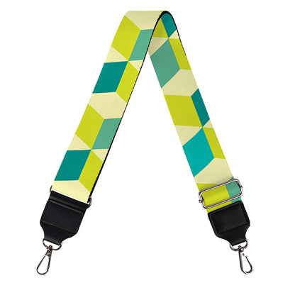 Green Geometric Cube Shape Pattern Print Bag Strap
