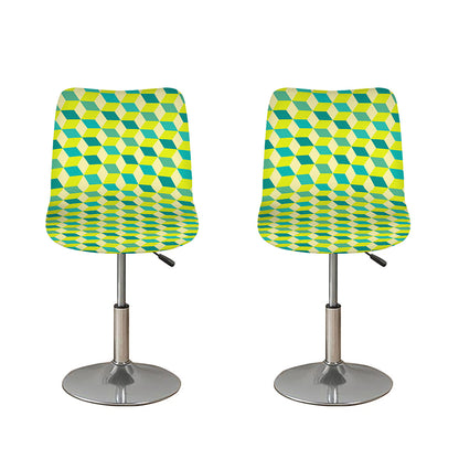 Green Geometric Cube Shape Pattern Print Bar Stool Covers