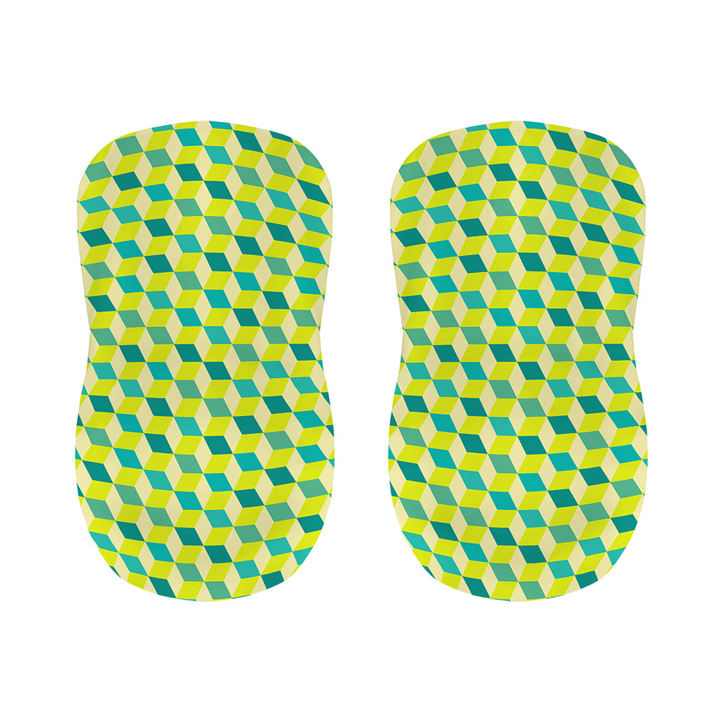 Green Geometric Cube Shape Pattern Print Bar Stool Covers