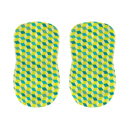 Green Geometric Cube Shape Pattern Print Bar Stool Covers