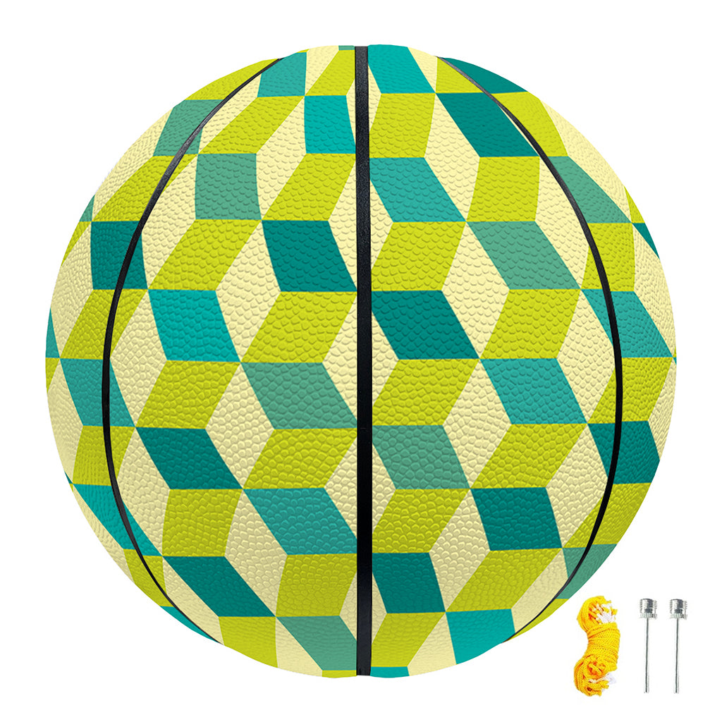Green Geometric Cube Shape Pattern Print Basketball