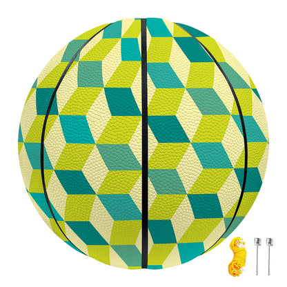 Green Geometric Cube Shape Pattern Print Basketball