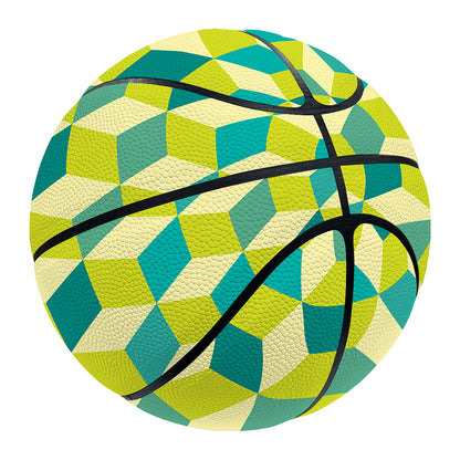 Green Geometric Cube Shape Pattern Print Basketball