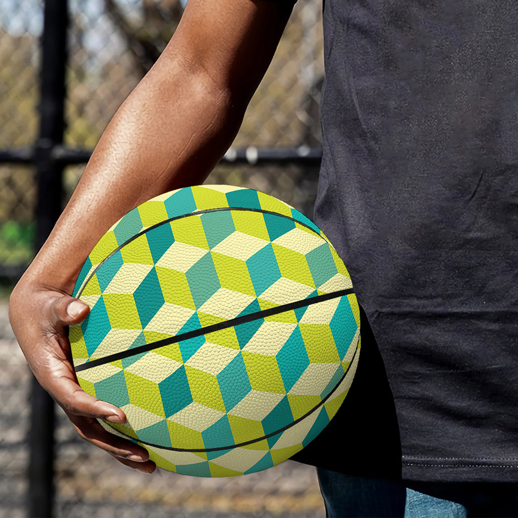 Green Geometric Cube Shape Pattern Print Basketball