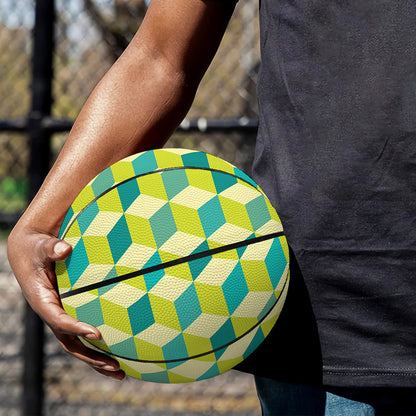 Green Geometric Cube Shape Pattern Print Basketball