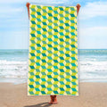 Green Geometric Cube Shape Pattern Print Beach Towel