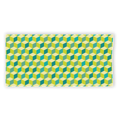 Green Geometric Cube Shape Pattern Print Beach Towel