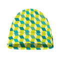 Green Geometric Cube Shape Pattern Print Beanie