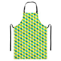 Green Geometric Cube Shape Pattern Print Bib Apron With Pocket
