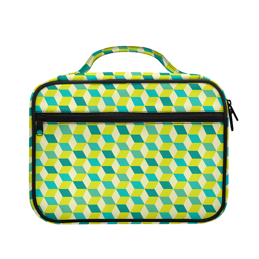 Green Geometric Cube Shape Pattern Print Briefcase Bible Bag
