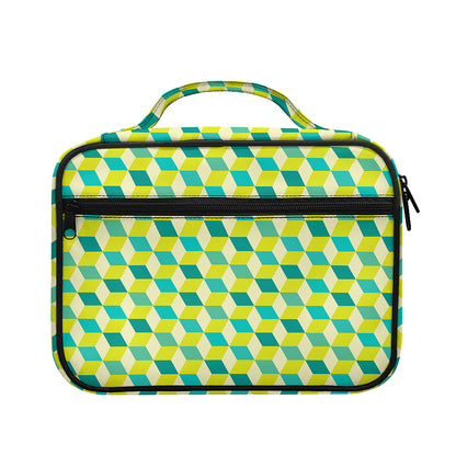 Green Geometric Cube Shape Pattern Print Briefcase Bible Bag