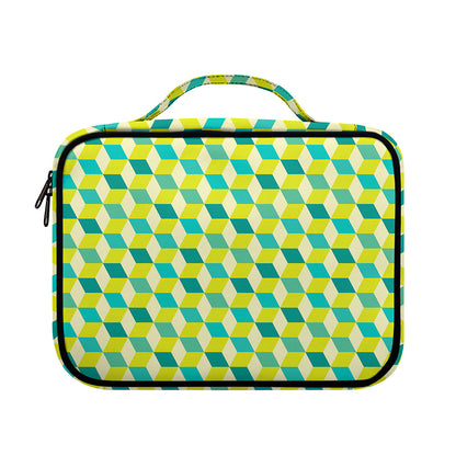 Green Geometric Cube Shape Pattern Print Briefcase Bible Bag