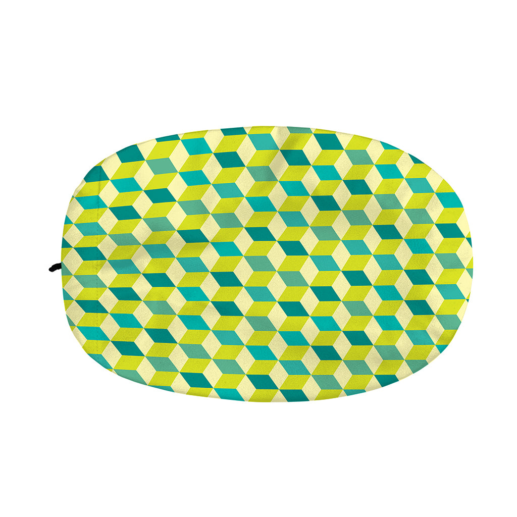 Green Geometric Cube Shape Pattern Print Car Side Mirror Covers