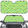 Green Geometric Cube Shape Pattern Print Car Windshield Sun Shade