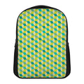 Green Geometric Cube Shape Pattern Print Casual Backpack