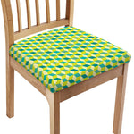Green Geometric Cube Shape Pattern Print Chair Cushion Cover