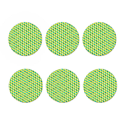 Green Geometric Cube Shape Pattern Print Coaster Set