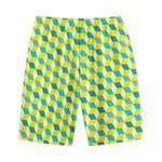 Green Geometric Cube Shape Pattern Print Cotton Shorts