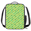 Green Geometric Cube Shape Pattern Print Crossbody Lunch Bag