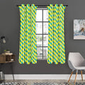 Green Geometric Cube Shape Pattern Print Grommet Curtain Panels