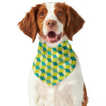 Green Geometric Cube Shape Pattern Print Dog Bandana