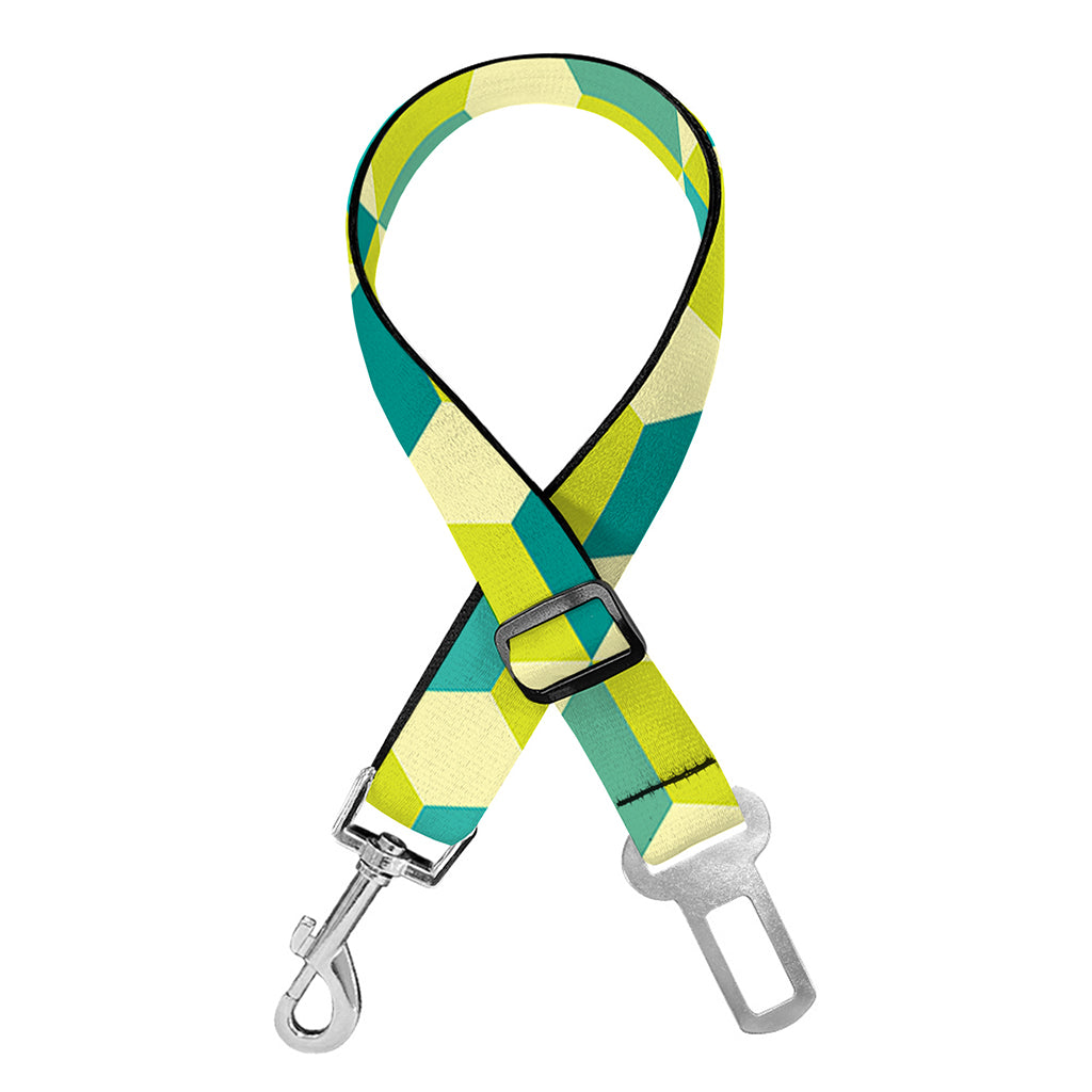 Green Geometric Cube Shape Pattern Print Dog Seat Belt