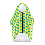 Green Geometric Cube Shape Pattern Print Dog Zip Up Hoodie
