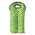 Green Geometric Cube Shape Pattern Print Double Neoprene Wine Tote
