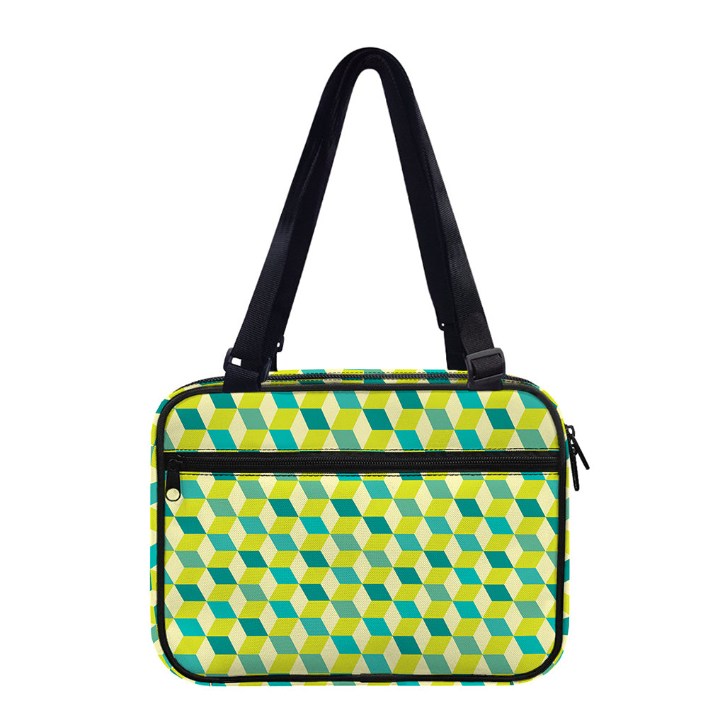 Green Geometric Cube Shape Pattern Print Double Strap Bible Bag