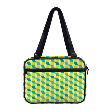 Green Geometric Cube Shape Pattern Print Double Strap Bible Bag