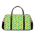 Green Geometric Cube Shape Pattern Print Duffle Bag
