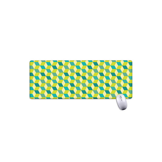 Green Geometric Cube Shape Pattern Print Extended Mouse Pad