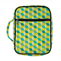 Green Geometric Cube Shape Pattern Print Front Pocket Bible Bag