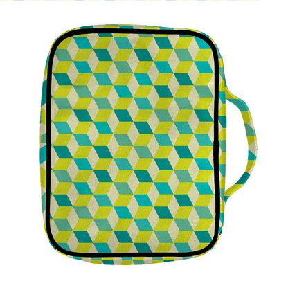 Green Geometric Cube Shape Pattern Print Front Pocket Bible Bag