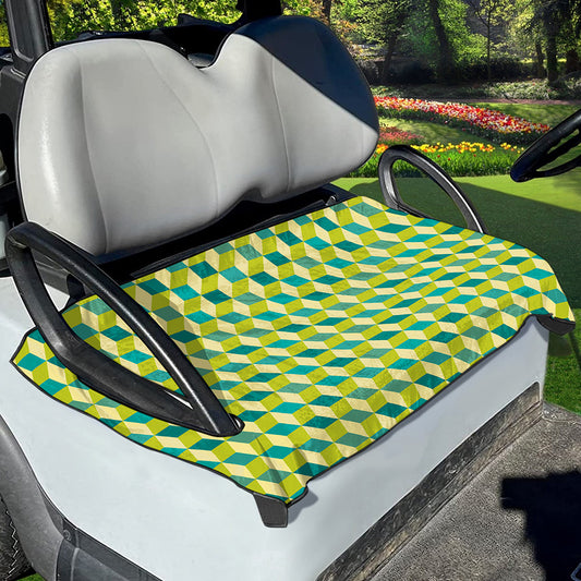 Green Geometric Cube Shape Pattern Print Golf Cart Seat Cover