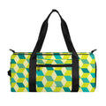 Green Geometric Cube Shape Pattern Print Gym Bag